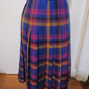 Pleated Plaid New Pure Wool Skirt from Scotland